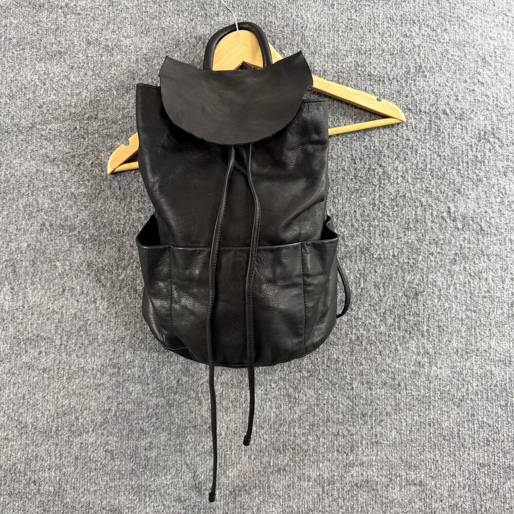 COS Unstructured Leather Backpack Drawstring Black Minimalist Casual Work Travel